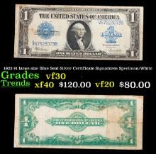 1923 $1 large size Blue Seal Silver Certificate Grades vf++ Signatures Speelman/White