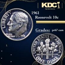 Proof 1961 Roosevelt Dime 10c Grades GEM++ Proof Cameo