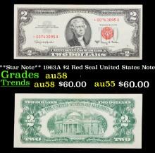 **Star Note** 1963A $2 Red Seal United States Note Grades Choice AU/BU Slider