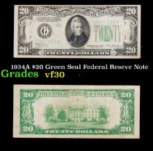 1934A $20 Green Seal Federal Reseve Note Grades vf++