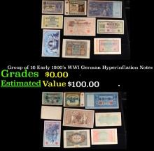 Group of 10 Early 1900's WWI German Hyperinflation Notes