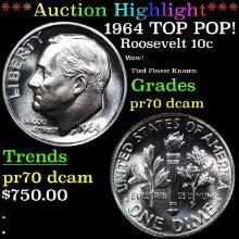 Proof ***Auction Highlight*** 1964 Roosevelt Dime TOP POP! 10c Graded pr70 dcam BY SEGS (fc)
