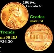 1969-p Lincoln Cent 1c Grades GEM++ Unc RD