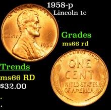 1958-p Lincoln Cent 1c Grades GEM+ Unc RD