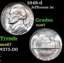 1948-d Jefferson Nickel 5c Grades GEM++ Unc