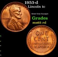 1953-d Lincoln Cent 1c Grades GEM Unc RD