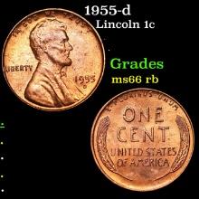 1955-d Lincoln Cent 1c Grades GEM+ Unc RB