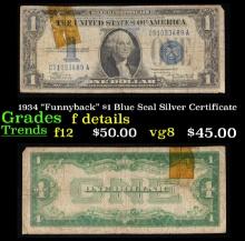 1934 "Funnyback" $1 Blue Seal Silver Certificate Grades f details
