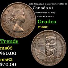 1958 Canada 1 Dollar Silver Canada Dollar KM# 55 1 Grades Select Unc