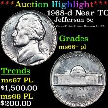***Auction Highlight*** 1968-d Jefferson Nickel Near TOP POP! 5c Graded ms66+ pl BY SEGS (fc)