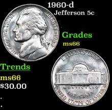1960-d Jefferson Nickel 5c Grades GEM+ Unc