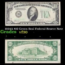1934A $10 Green Seal Federal Reseve Note Grades vf++