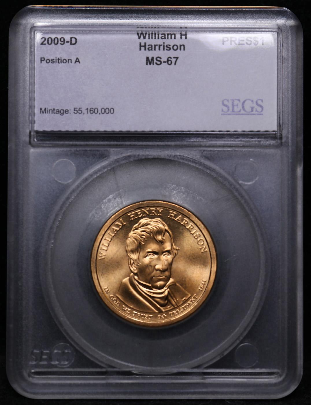 2009-d William Henry Harrison Position A Presidential Dollar TOP POP! 1 Graded ms68+ By SEGS