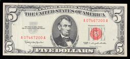 1963 $5 Red Seal United States Note Grades vf++