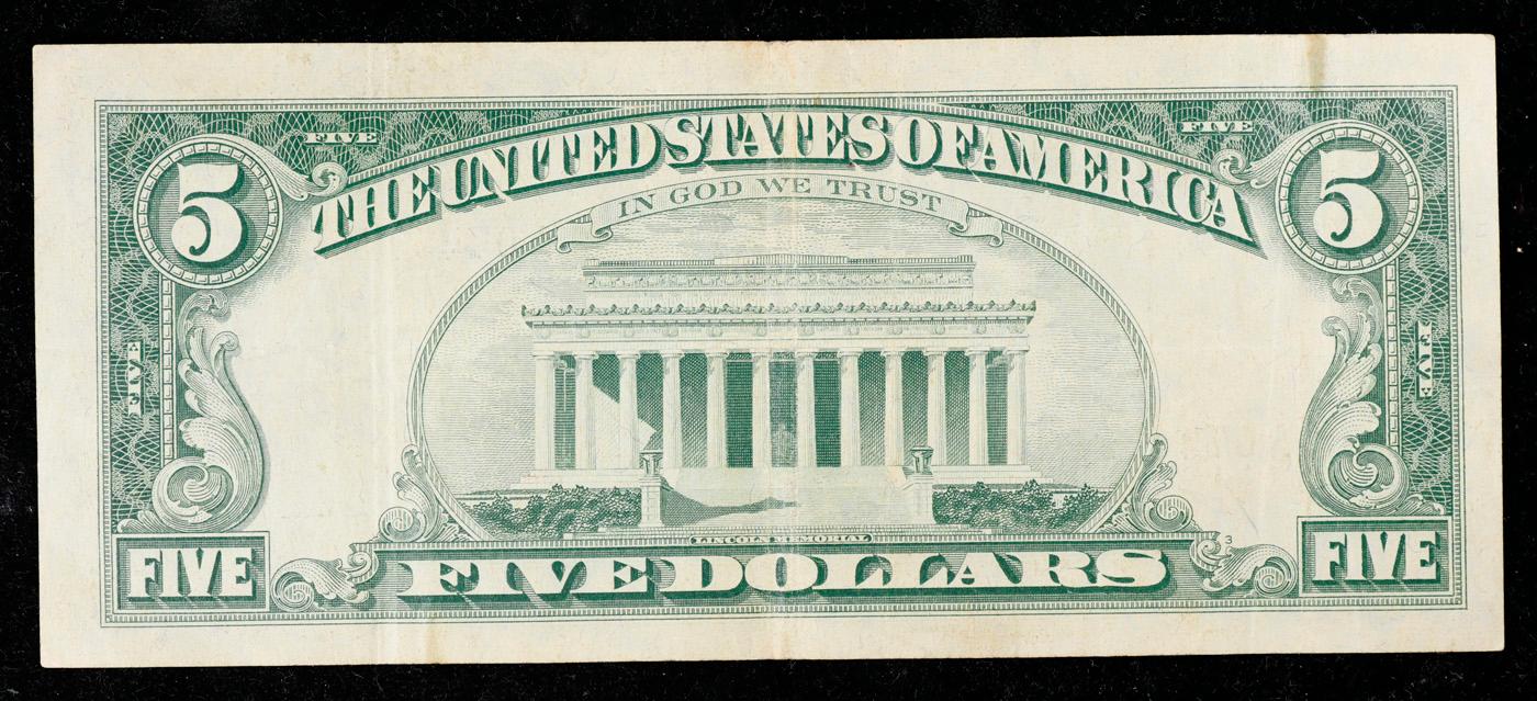 1963 $5 Red Seal United States Note Grades vf++