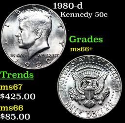 1980-d Kennedy Half Dollar 50c Grades GEM++ Unc