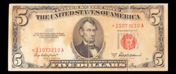 **Star Note** 1953A $5 Red Seal United States Note Grades xf details