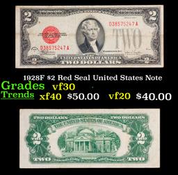 1928F $2 Red Seal United States Note Grades vf++