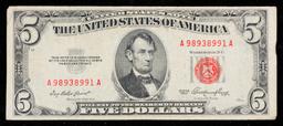 1953 $5 Red Seal United States Note Grades vf++