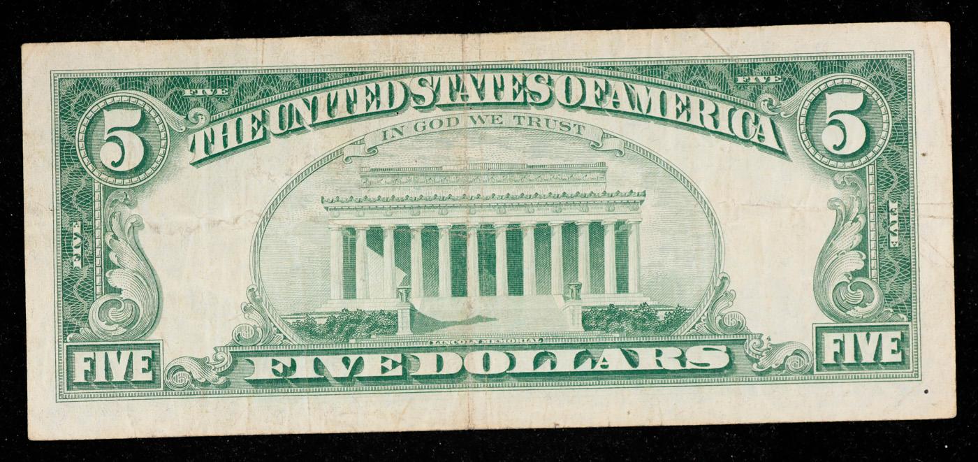 1963 $5 Red Seal United States Note Grades vf++