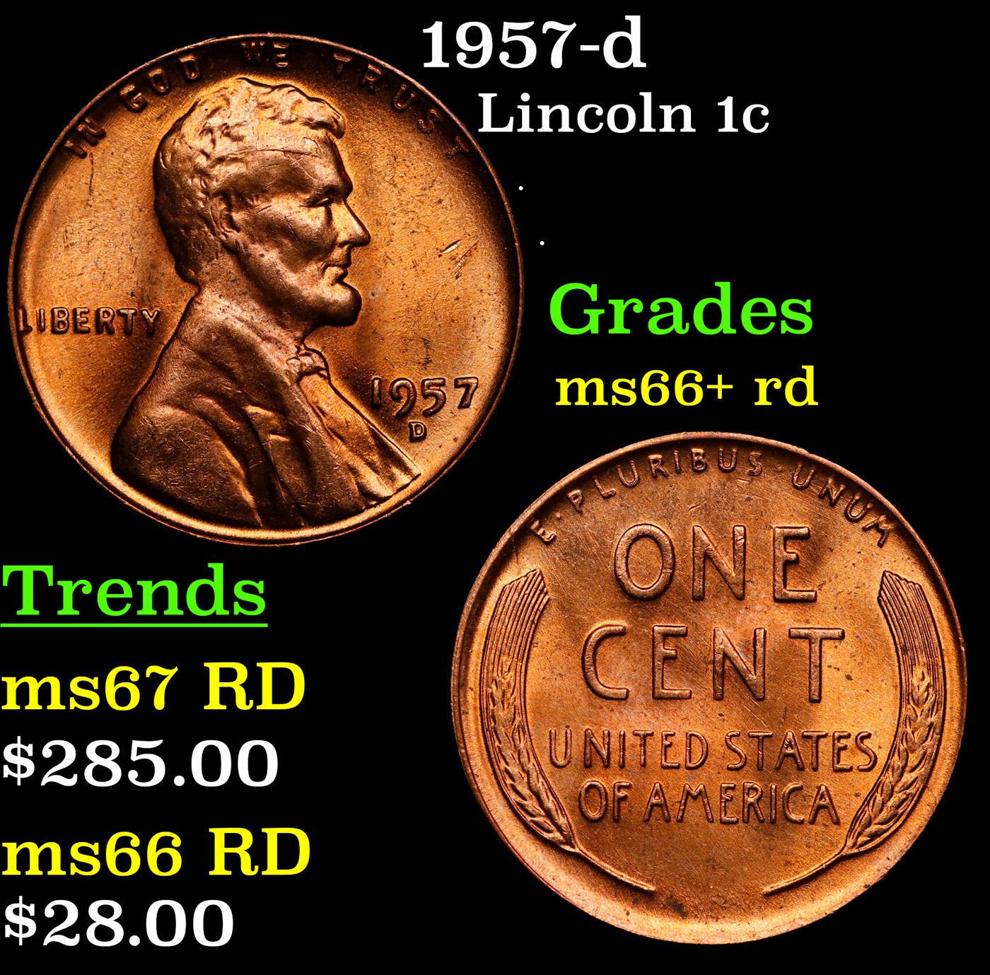 1957-d Lincoln Cent 1c Grades GEM++ RD