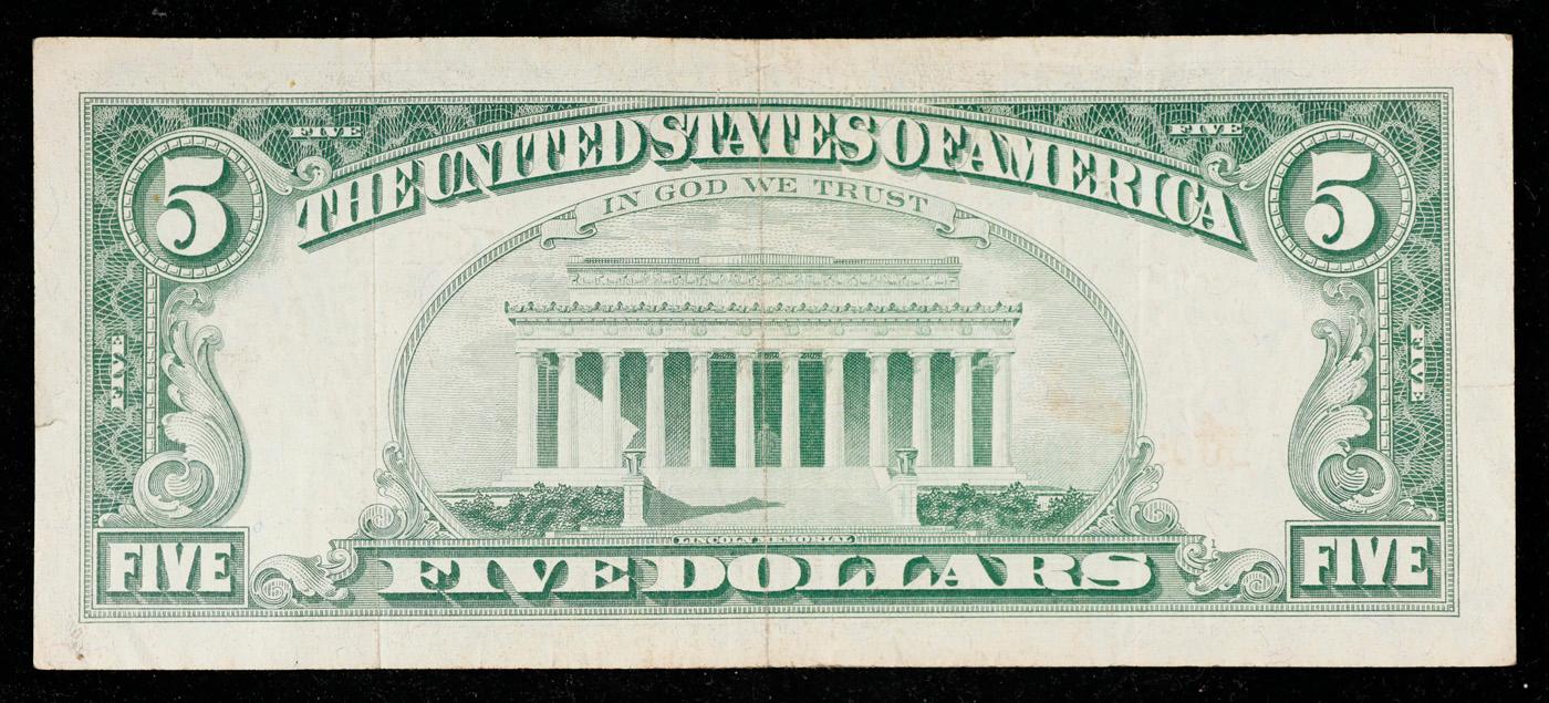 1963 $5 Red Seal United States Note Grades vf++