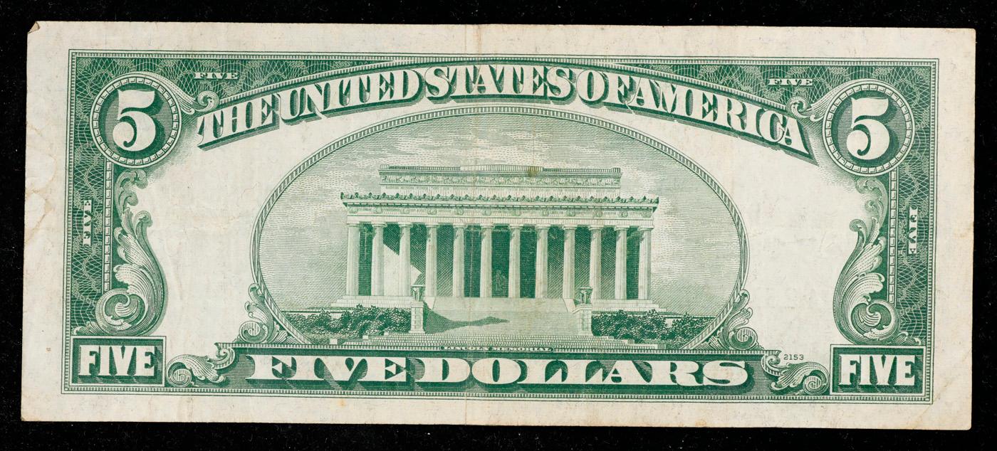 1953 $5 Blue Seal Silver Certificate Grades vf++