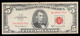 1963 $5 Red Seal United States Note Grades vf+