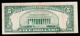 1953A $5 Blue Seal Silver Certificate Grades vf++