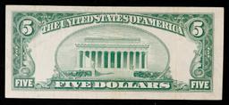 1953A $5 Blue Seal Silver Certificate Grades vf++