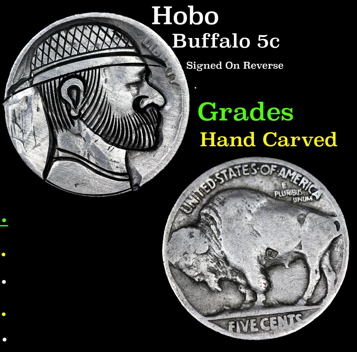 Hobo Buffalo Nickel 5c Grades Hand Carved