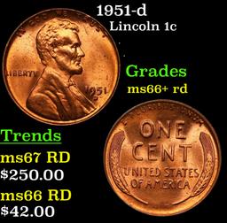 1951-d Lincoln Cent 1c Grades GEM++ RD