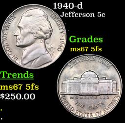 1940-d Jefferson Nickel 5c Grades GEM++ 5fs