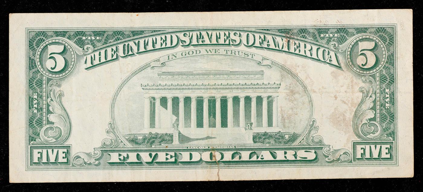 1963 $5 Red Seal United States Note Grades vf+