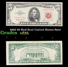 1963 $5 Red Seal United States Note Grades vf++