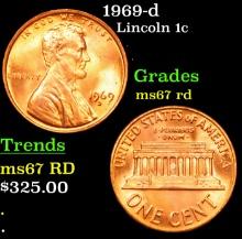 1969-d Lincoln Cent 1c Grades GEM++ Unc RD