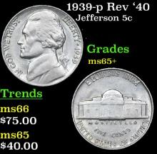 1939-p Rev '40 Jefferson Nickel 5c Grades GEM+ Unc