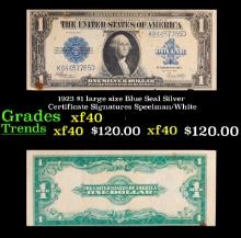 1923 $1 large size Blue Seal Silver Certificate Grades xf Signatures Speelman/White