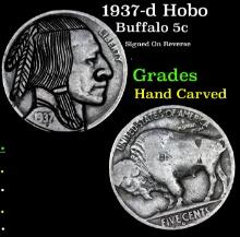 1937-d Hobo Buffalo Nickel 5c Grades Hand Carved