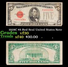 1928C $5 Red Seal United States Note Grades vf++