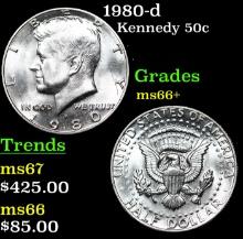 1980-d Kennedy Half Dollar 50c Grades GEM++ Unc