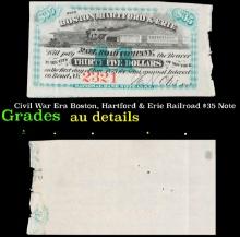 Civil War Era Boston, Hartford & Erie Railroad $35 Note Grades AU Details