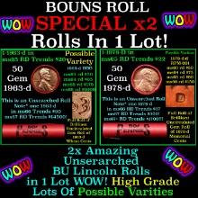 2x BU Shotgun Lincoln 1c rolls, 1963-d & 1978-d 50 pcs 50c