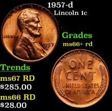 1957-d Lincoln Cent 1c Grades GEM++ RD