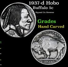 1937-d Hobo Buffalo Nickel 5c Grades Hand Carved