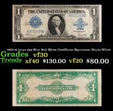 1923 $1 large size Blue Seal Silver Certificate Grades vf++ Signatures Woods/White