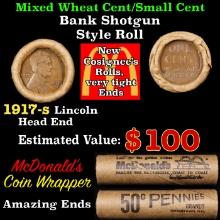 Lincoln Wheat Cent 1c Mixed Roll Orig Brandt McDonalds Wrapper, 1917-s end, Wheat other end