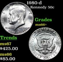 1980-d Kennedy Half Dollar 50c Grades GEM++ Unc