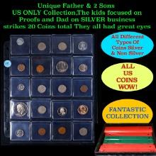 Unique Father & 2 Sons US ONLY Collection,The kids focused on Proofs and Dad on SILVER business stri