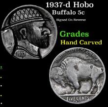 1937-d Hobo Buffalo Nickel 5c Grades Hand Carved